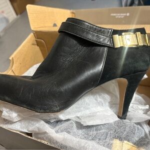 Vince Camuto Black Ankle Booties with Gold Buckle